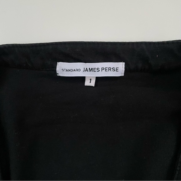 Standard James Perse Black V-neck Henley Long-sleeve Dress Size Small - Picture 5 of 10